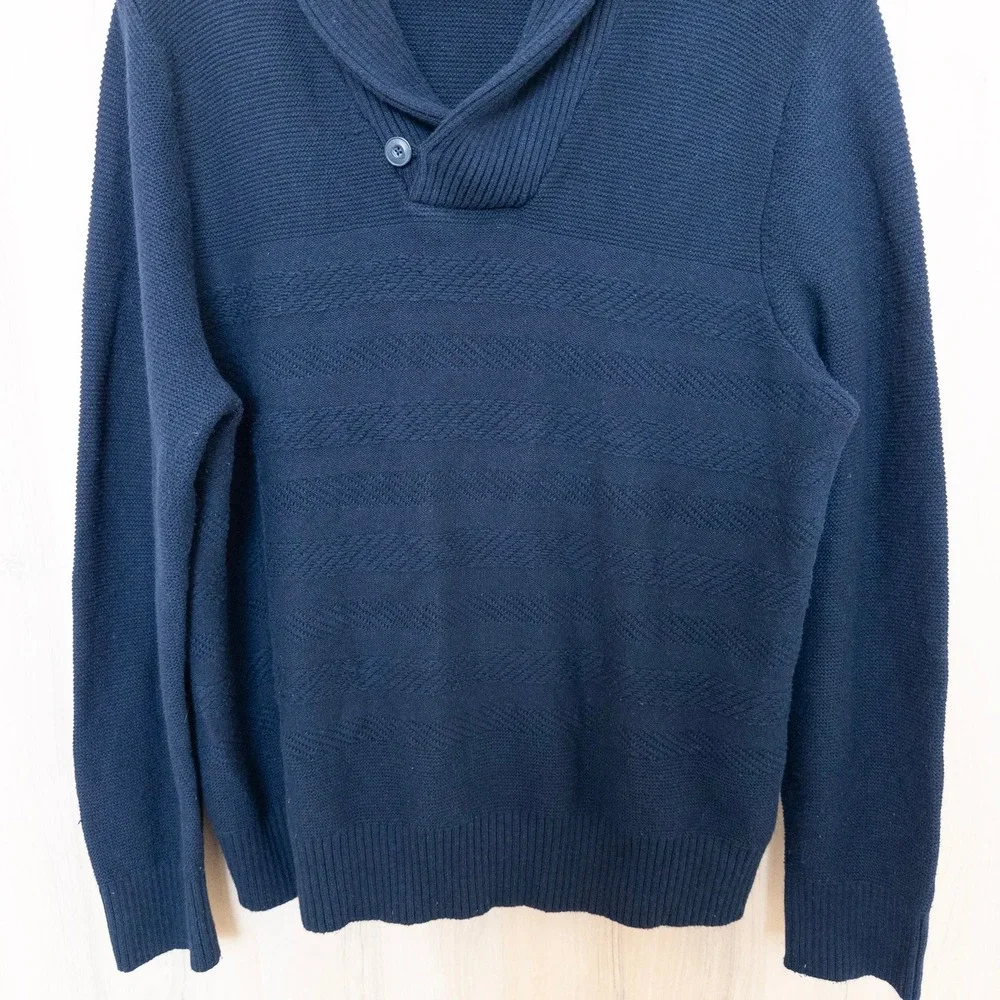 Banana Republic Mens Shawl Collar Pullover Sweater Size XL Navy‎ Preppy Heritage